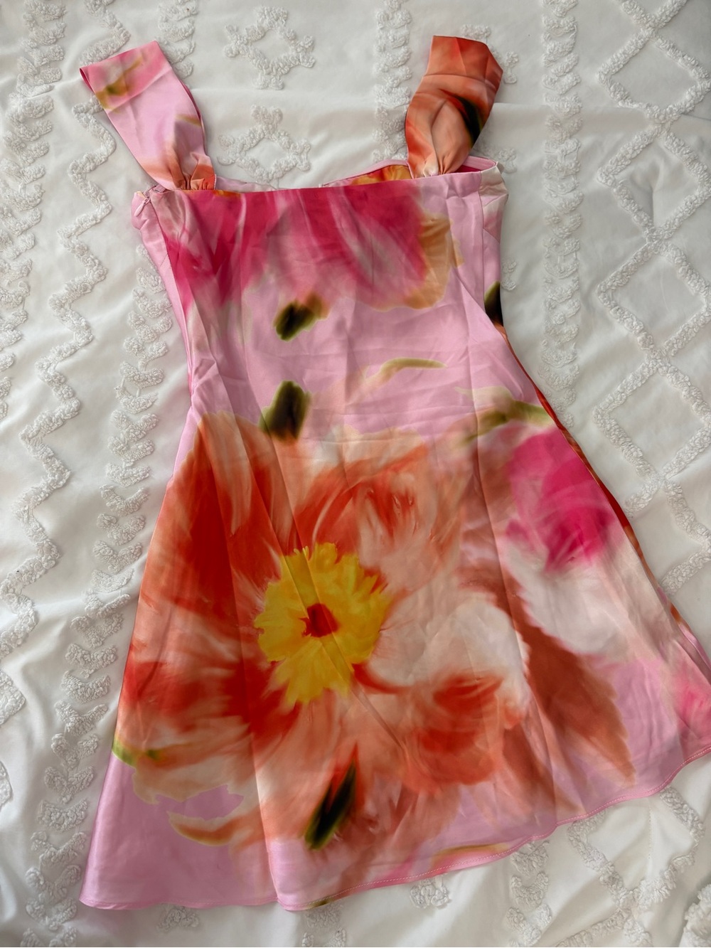 Beginning Boutique Pink Floral Mini Dress with Yellow & Orange Bloom